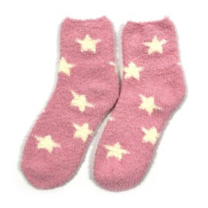 Women’s Winter Warm Plaid Knit Long Socks – Fuzzy Fluffy Breathable Crew Socks