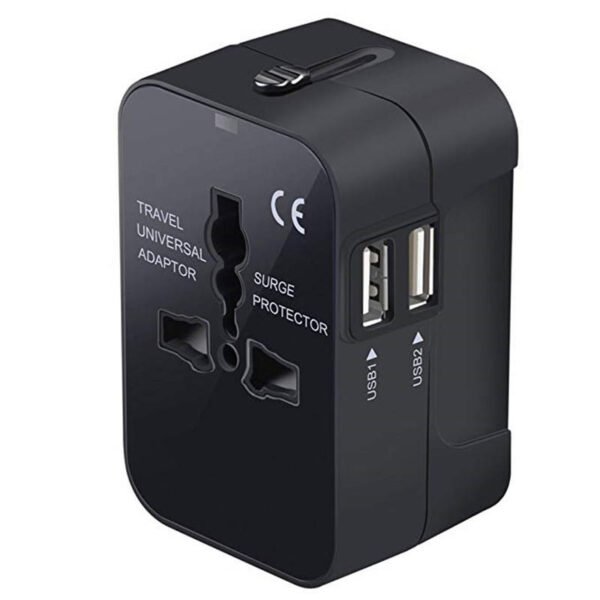 Universal Travel Plug Adapter with 2 USB Ports – Worldwide AC Power Charger