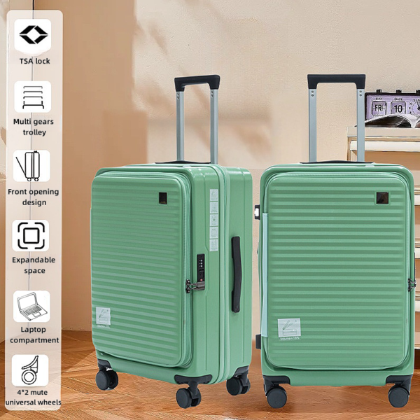 Large-Capacity Makeup Mirror Suitcase – Aluminium Frame Travel Luggage with Lock & Fixed Casters