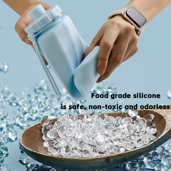 Outdoor Camping 600ml Eco-Friendly BPA-Free Silicone Water Bottle – Custom Logo