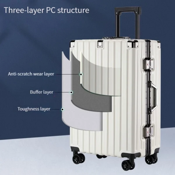 Sturdy & Durable Aluminum Frame Luggage – Large Capacity Trolley Bag