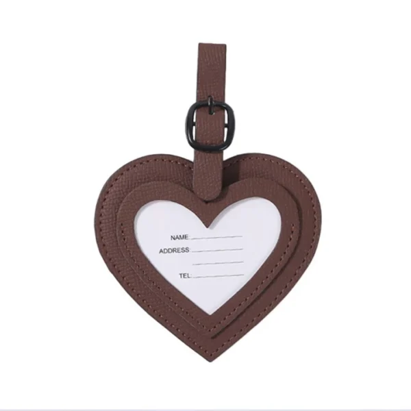 Heart-Shaped PU Leather Travel Luggage Tag – Multifunctional Bag & Key Chain, Durable Travel Accessory
