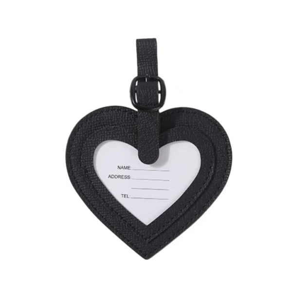 Heart-Shaped PU Leather Travel Luggage Tag – Multifunctional Bag & Key Chain, Durable Travel Accessory