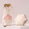 Small Pocket Sun & Rain Umbrella – Vinyl Folding Travel Parasol with UV Protection, Capsule Design, Flower Print