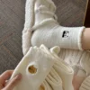 Creamy White Mid-Calf Socks – Thick, Warm, Comfortable & Cute for Autumn and Winter