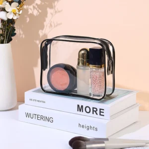 Portable Travel Toiletry Bag Waterproof PVC Cosmetic Makeup Pouch Zipper Storage Organizer Bags