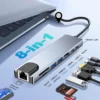 Type-C 8-in-1 Hub – USB-C to 4K HDMI Adapter with RJ45, SD/TF Card Reader & PD Fast Charging